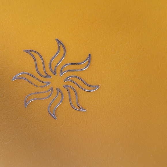 Vintage Andy Gard yellow textured trashcan wastebasket with metallic sunburst - Picture 2 of 8